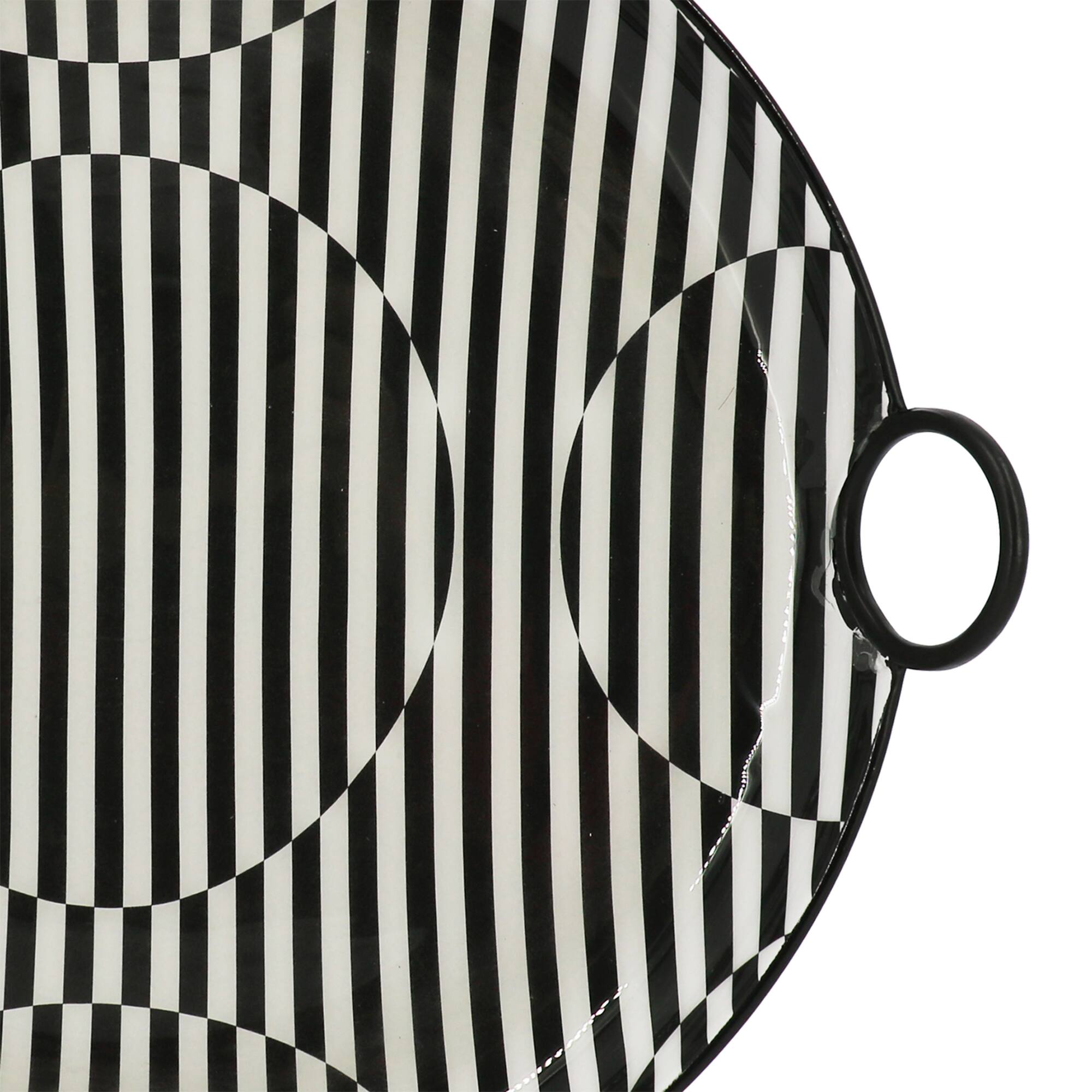 Jonathan Adler x Michaels 16" x 14.25" Black & White Geometric Stripe Metal Tray